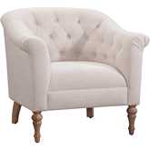 Emmy Accent Chair in Tufted Hardy Sand Fabric & Gray Wood